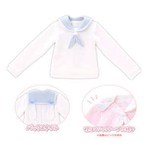 45 Ribbon Usagi`s Fluffy Sailor Knit (White x Blue) (Fashion Doll)