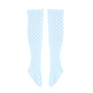 45 Polka Dot Pastel Knee High Socks (Light Blue x White Dot) (Fashion Doll)