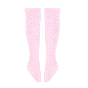 45 Polka Dot Pastel Knee High Socks (Pink x White Dot) (Fashion Doll)