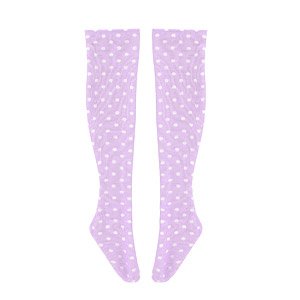 45 Polka Dot Pastel Knee High Socks (Purple x White Dot) (Fashion Doll)