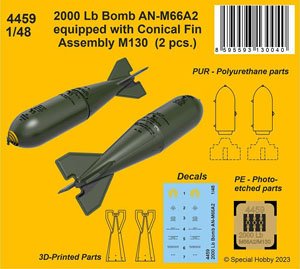 2000 Lb Bomb AN-M66A2 Equipped with Conical Fin Assembly M130 (2Pieces.) (Plastic model)