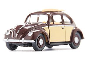 (HO) VW Beetle 1200 with Folding Roof - Chocolate Brown - Ivory [VW Kafer 1200] (Model Train)