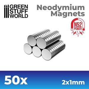ネオジム磁石 丸型 2mmx1mm - 50個入 (N52) (素材)