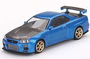 Nissan スカイライン GT-R R34 Top Secret ベイサイドブルー(右ハンドル) (ミニカー)