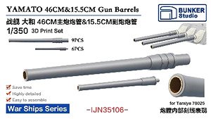 戦艦大和用46cm主砲 & 15.5cm副砲 砲身 (施条付) (プラモデル)