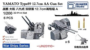 Yamato Type 89 12.7cm AA Gun Set (Plastic model)