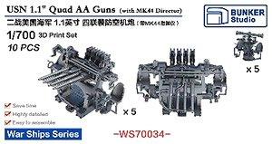 USN 1.1` Quad AA Guns (w/Mk44 Directur) (Plastic model)