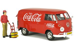 1963 Volkswagen Type 2 (T1) Cargo Van `Coca-Cola` w/Delivery Driver & Bottle Case (Diecast Car)