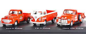 クラシック ピックアップ `コカ・コーラ` ギフトセット 1948 フォード F1/1962 フォルクスワーゲンタイプ2(T1)/1953 シボレー 3100 (ミニカー)