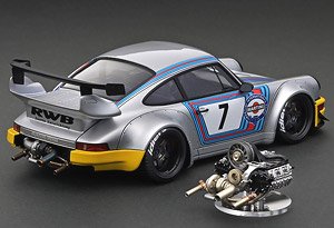 RWB 964 Silver / Yellow with Engine (Diecast Car)
