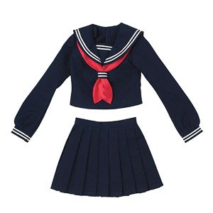 AZO2 Long Sleeve Classical Sailor Suit & Scarf Set (Navy x Red) (Fashion Doll)