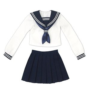 AZO2 Long Sleeve Classical Sailor Suit & Scarf Set (White x Navy) (Fashion Doll)