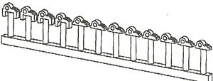 16番(HO) 新型EL用屋上配管止め 1 (鉄道模型)