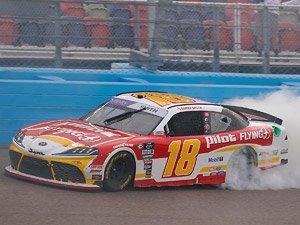 Sammy Smith #18 Pilot Flying J Toyota Supra NASCAR Xfinty Series 2023 United Rentals 200 Winner (Hood Open Series) (Diecast Car)