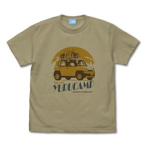 [Laid-Back Camp] Yurucamp Car T-Shirt Toba Teacher & Chiaki & Aoi Ver2.0 Sand Khaki S (Anime Toy)