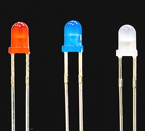 High Brightness LED Red/Blue/White Mix 3mm (Set of 6) (Material)