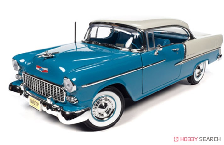 1955 シェビー ベル エアー ハードトップ スカイラインブルー/インディアアイボリー (ミニカー) 商品画像1