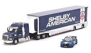 Shelby Transporter Set Western Star 49X Racing Transporter (LHD) / Shelby GT500 SE Wide Body Ford Performance Blue (LHD) (Diecast Car)