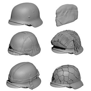 WWII ドイツ ヘルメット/略帽セット(6個入) (プラモデル)