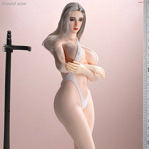 Super Flexible Female Seamless Body Pale/Large Breasts S52 w/Head (Fashion Doll)