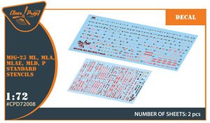 MiG-23ML, MLA, MLD, P, MLAE Standard Stencils (for Clear Prop ! and Other) (Decal)