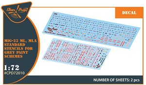 MiG-23ML, MLA Standard Stencils for Grey Paint Schemes (for Clear Prop ! and Other) (Decal)