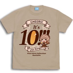 Kantai Collection Ranger It`s 10!!! T-Shirt Light Beige S (Anime Toy)