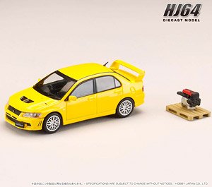 三菱 ランサー GSR EVOLUTION 7 エンジンディスプレイモデル付き ダンデライオンイエロー (ミニカー)