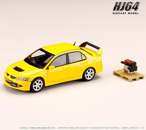 Mitsubishi Lancer GSR Evolution 8 Yellow Solid w/Engine Display Model (Diecast Car)