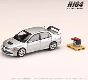 Mitsubishi Lancer GSR Evolution 8 Cool Silver Metallic w/Engine Display Model (Diecast Car)
