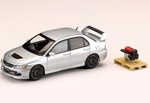 Mitsubishi Lancer GSR Evolution 9 MR Cool Silver Metallic w/Engine Display Model (Diecast Car)