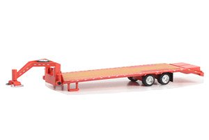 Gooseneck Trailer - Red with Red and White Conspicuity Stripes (Diecast Car)