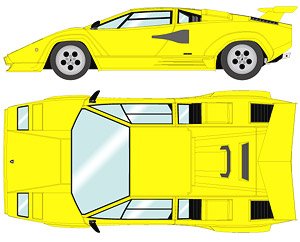 Lamborghini Countach LP5000 QV 1988 with Rear wing Yellow (Black Interior) (Diecast Car)