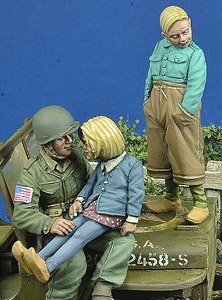 WWII アメリカ陸軍 空挺部隊員と少年少女たち 1944-45 (3体セット) (プラモデル)