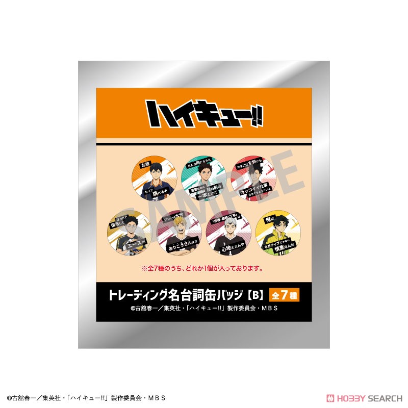 ハイキュー!! トレーディング名台詞缶バッジ B (7個セット) (キャラクターグッズ) パッケージ2