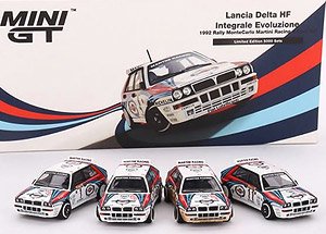 Lancia Delta HF Integrale Evoluzione Monte Carlo Rally 1992 Martini Racing (LHD) 4 Cars Set (Diecast Car)