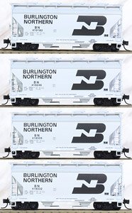 983 00 215 (N) Burlington Northern Covered Hopper 4-Car Runner Pack (419183, 419246, 419305, 419332) (4-Car Set) (Model Train)