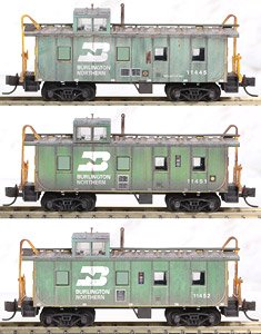 983 05 055 (N) Burlington Northern Weathered Caboose 3-Pack (11445, 11451, 11452) (3-Car Set) (Model Train)