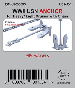 WWII 米海軍 重巡洋艦/軽巡洋艦用アンカー チェーン付 (プラモデル)