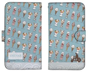 Gin Tama. Gin-san & Sugar Content Repeating Pattern Notebook Type Smart Phone Case 148 (Anime Toy)