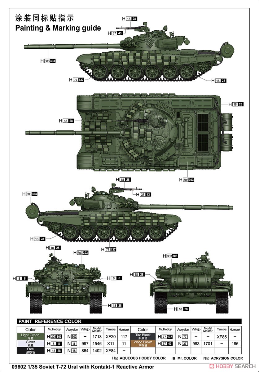 Soviet T-72 Ural with Kontakt-1 Reactive Armor (Plastic model) Color1