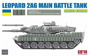 レオパルト 2A6 主力戦車 w/ウクライナ軍デカール、 コンタークト1ERA、可動式履帯 (プラモデル)