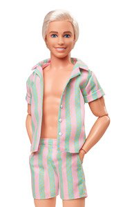Barbie the Movie Ken Doll Wearing Pastel Striped Beach Matching Set (Character Toy)