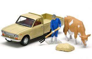 TLV-195d Datsun 1300 Truck (Light Brown) w/Figure (Diecast Car)