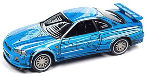 Manga Racing 1999 Nissan Skyline GT-R R34 Blue (Diecast Car)