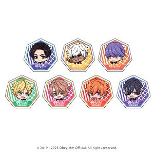 Chara Acrylic Badge [Obey Me!] 01 Playing Train Ver. Box (Mini Chara Illustration) (Set of 7) (Anime Toy)