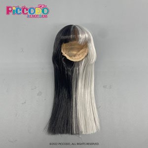 PICCODO ドール用ウィッグ 姫カット (ツートーンカラー:ブラック&ホワイト) (ドール)