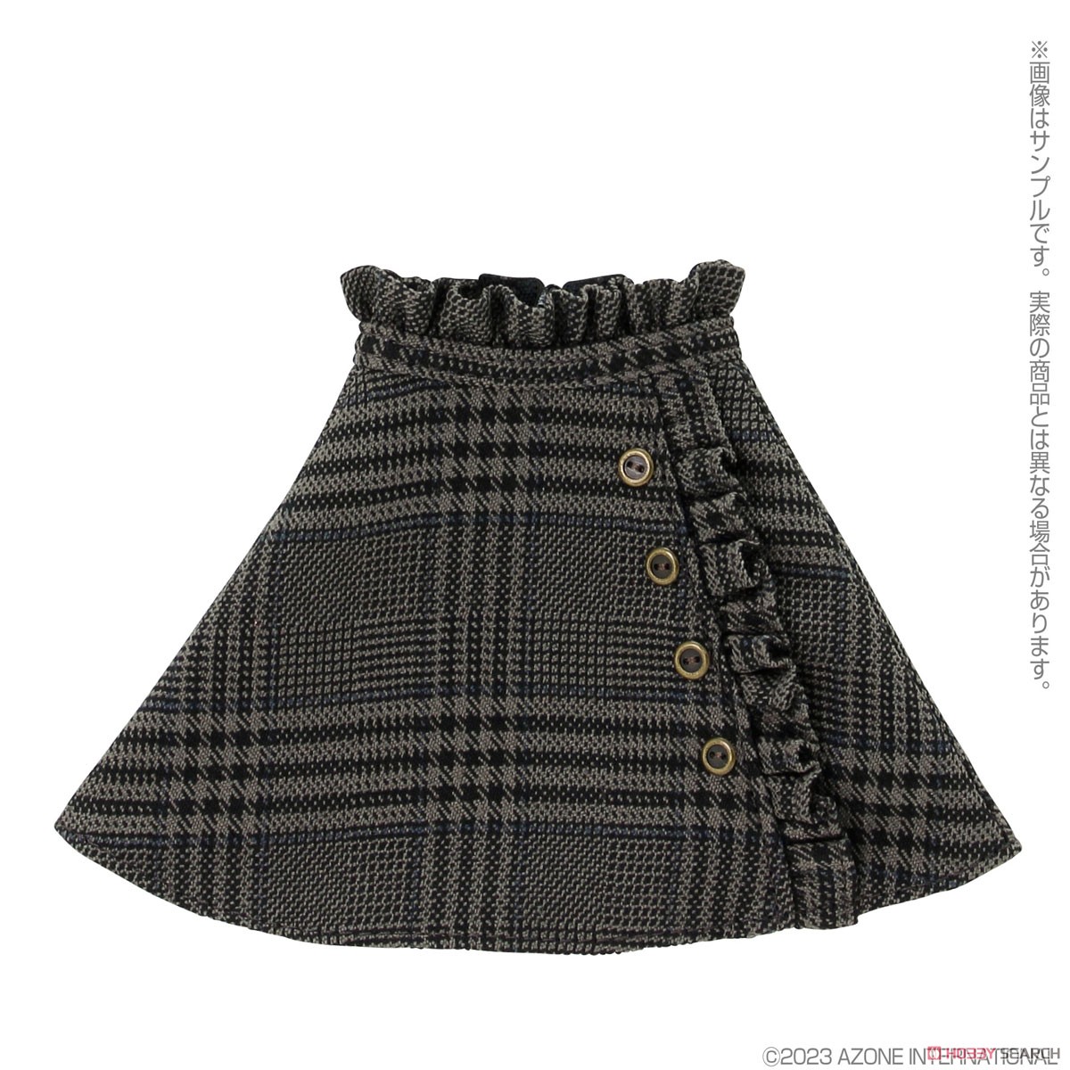 PNS Side Frill Skirt - Sensual Check - (Black) (Fashion Doll) 商品画像1