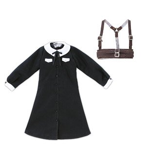 PNM H Belt Dress Set (Black x Dark Brown) (Fashion Doll)