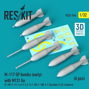M-117 750ポンド爆弾 (初期型) w/M-131フィン (6個入) (プラモデル)